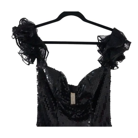 Vintage Climax Dress David Howard Karen Okada Cocktail Party Black Sequins Lace - Picture 3 of 13